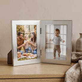 Plain Silver Frame Double Folding Portrait