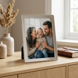 Polished Silver Beaded Edge Frame