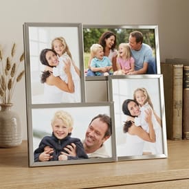 Shiny Silver Collage Frame 4 Pictures