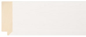 White Beveled Frame moulding: close-up of the finish and side profile