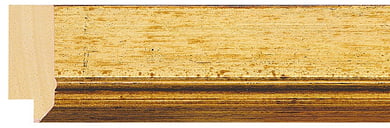 Gold Leaf Flat Frame moulding: close-up of the finish and side profile
