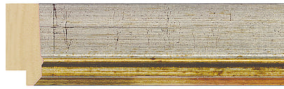 Silver Foil Flat Frame moulding: close-up of the finish and side profile