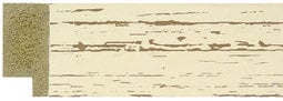 Distressed Cream Wood Grain Flat Frame moulding: close-up of the finish and side profile