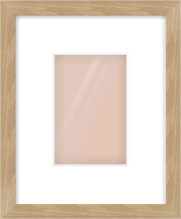 Oak Veneer Flat Frame for 100 × 150mm artwork, with Smooth White Single Mount