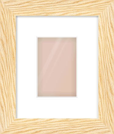 Natural Wood Reverse Frame for 100 × 150mm artwork, with Smooth White Single Mount