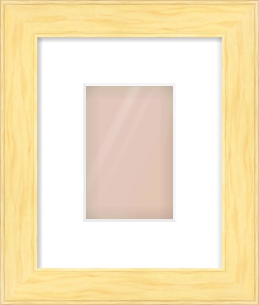 Natural Wood Stepped Flat Frame for 100 × 150mm artwork, with Smooth White Single Mount