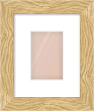 Natural Wood Flat Frame for 100 × 150mm artwork, with Smooth White Single Mount