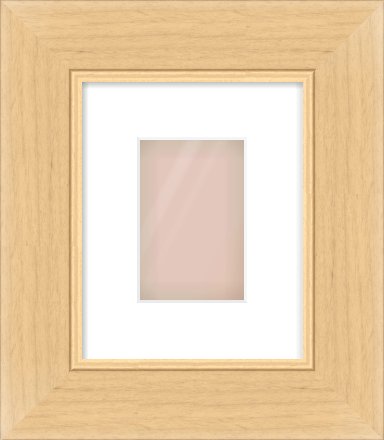 Natural Wood Flat Frame for 100 × 150mm artwork, with Smooth White Single Mount