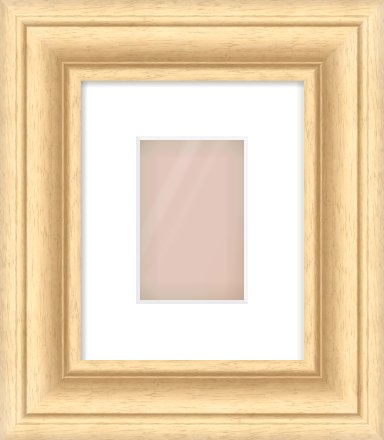 Natural Wood Scoop Frame for 100 × 150mm artwork, with Smooth White Single Mount
