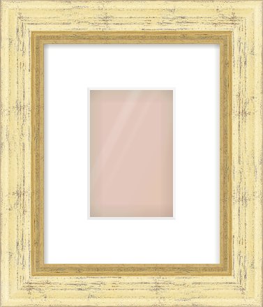 Gold Reverse Frame for 100 × 150mm artwork, with Smooth White Single Mount