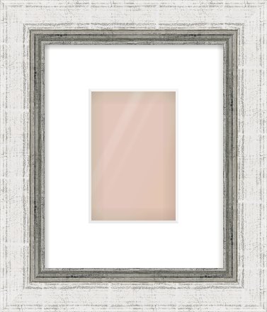 Silver Reverse Frame for 100 × 150mm artwork, with Smooth White Single Mount