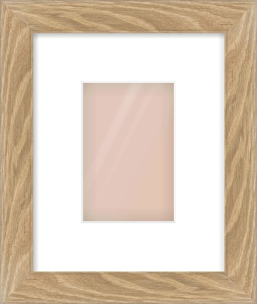 Oak Veneer Flat Frame for 100 × 150mm artwork, with Smooth White Single Mount