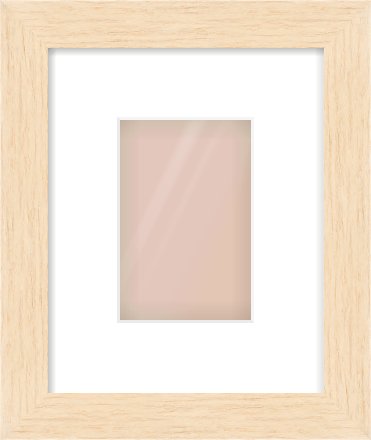 Natural wood Flat Frame for 100 × 150mm artwork, with Smooth White Single Mount