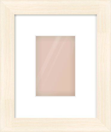 Natural Wood Flat Frame for 100 × 150mm artwork, with Smooth White Single Mount