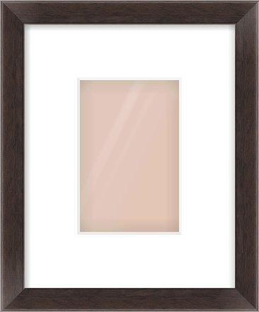 Brown Flat Frame for 100 × 150mm artwork, with Smooth White Single Mount