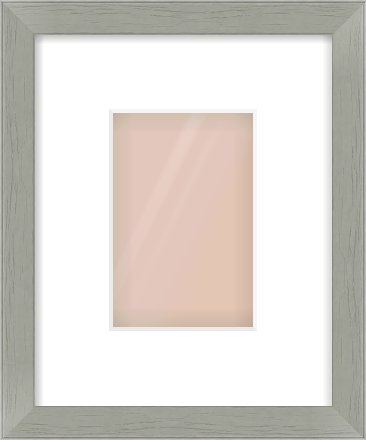 Pale Grey Flat Frame for 100 × 150mm artwork, with Smooth White Single Mount