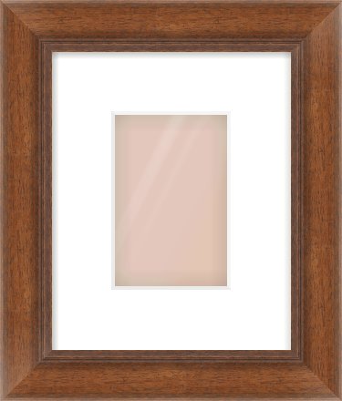 Brown Flat Frame for 100 × 150mm artwork, with Smooth White Single Mount