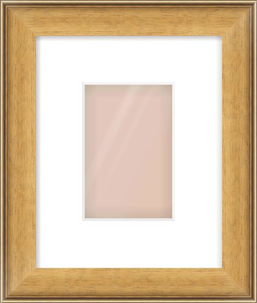 Gold Scoop Frame for 100 × 150mm artwork, with Smooth White Single Mount