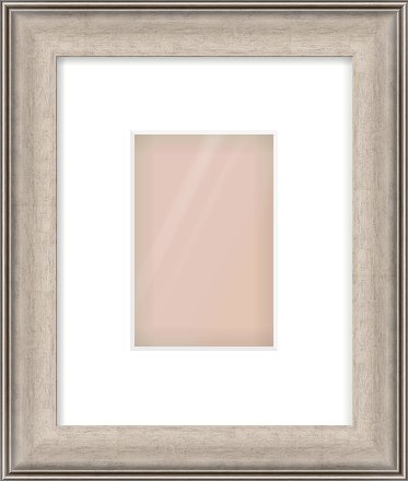 Champagne Silver Scoop Frame for 100 × 150mm artwork, with Smooth White Single Mount