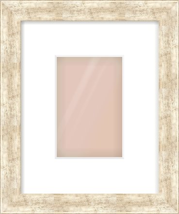 Silver Flat Frame for 100 × 150mm artwork, with Smooth White Single Mount