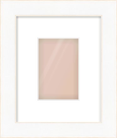 White Flat With Bevel Frame for 100 × 150mm artwork, with Smooth White Single Mount
