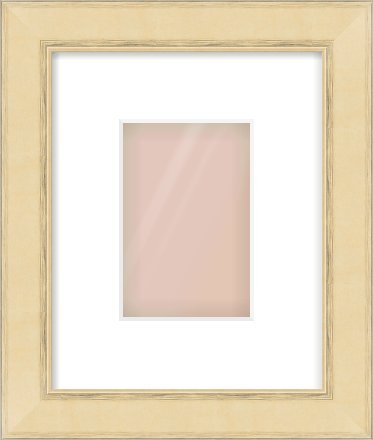 Gold Flat Frame for 100 × 150mm artwork, with Smooth White Single Mount