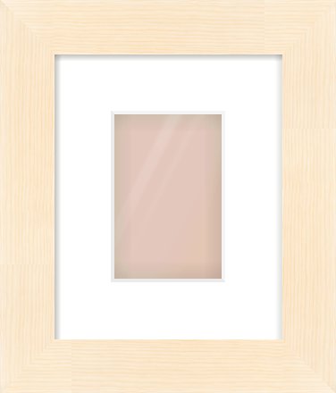 Natural Wood Flat Frame for 100 × 150mm artwork, with Smooth White Single Mount