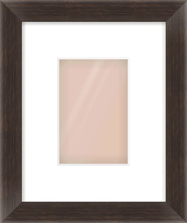 Brown Bevel Frame for 100 × 150mm artwork, with Smooth White Single Mount