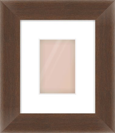 Brown Flat Frame for 100 × 150mm artwork, with Smooth White Single Mount