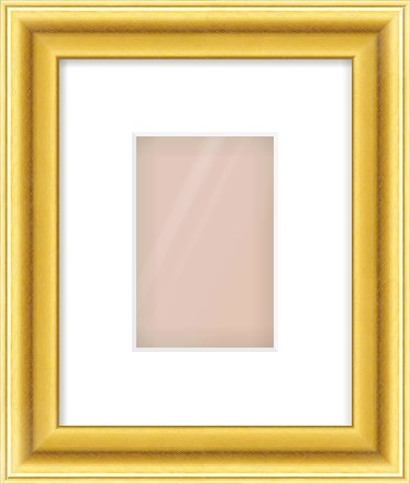 Gold Cushion Frame for 100 × 150mm artwork, with Smooth White Single Mount