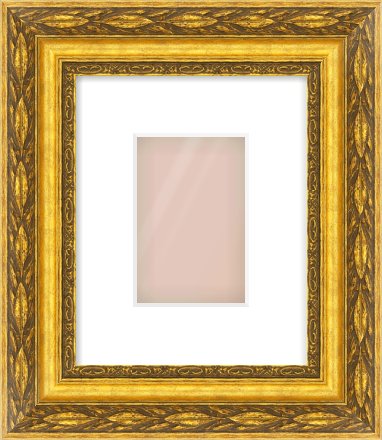 Gold Spoon Frame for 100 × 150mm artwork, with Smooth White Single Mount