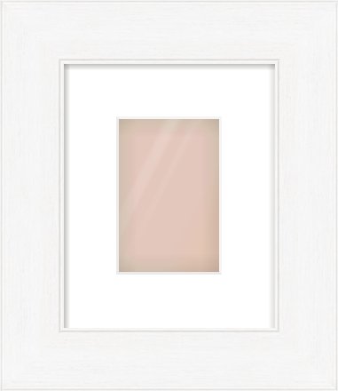 Natural Grain / White Stain Stepped Frame for 100 × 150mm artwork, with Smooth White Single Mount