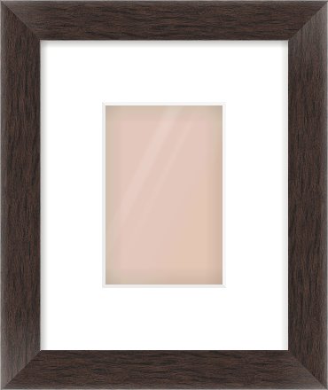 Brown Flat Frame for 100 × 150mm artwork, with Smooth White Single Mount