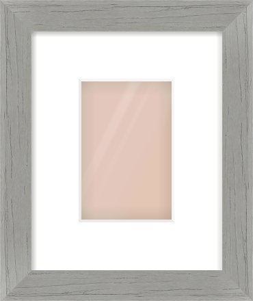 Pale Grey Flat Frame for 100 × 150mm artwork, with Smooth White Single Mount