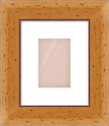 Distressed Pine Reverse Frame for 100 × 150mm artwork, with Smooth White Single Mount