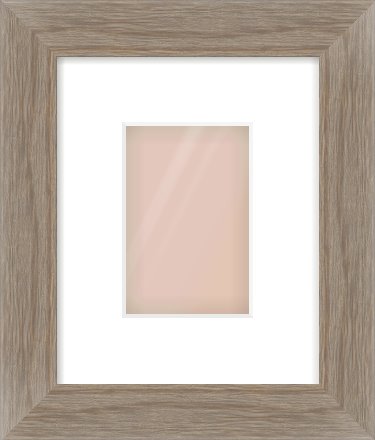 Grey Wood Flat Frame for 100 × 150mm artwork, with Smooth White Single Mount