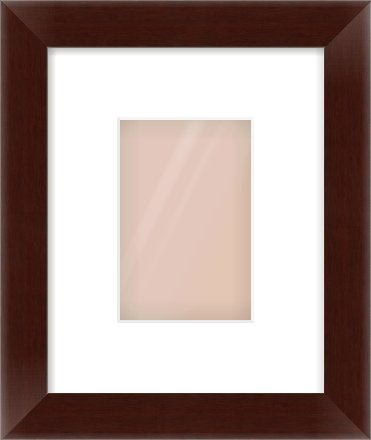 Brown Flat Frame for 100 × 150mm artwork, with Smooth White Single Mount