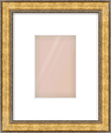 Gold Spoon Frame for 100 × 150mm artwork, with Smooth White Single Mount