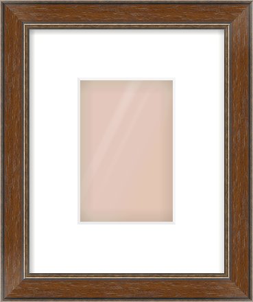 Walnut / Pewter Reverse Frame for 100 × 150mm artwork, with Smooth White Single Mount