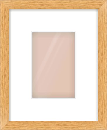 Oak Veneer Flat Frame for 100 × 150mm artwork, with Smooth White Single Mount