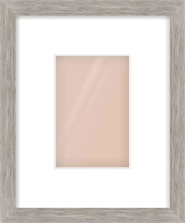 Grey Wood Grain Flat Frame for 100 × 150mm artwork, with Smooth White Single Mount