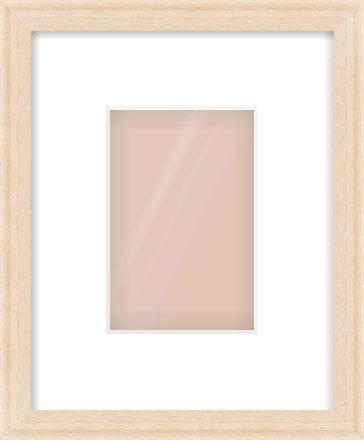 Natural Wood Flat Frame for 100 × 150mm artwork, with Smooth White Single Mount