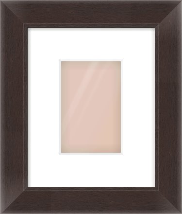 Brown Flat Frame for 100 × 150mm artwork, with Smooth White Single Mount