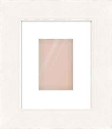 White Beveled Frame for 100 × 150mm artwork, with Smooth White Single Mount
