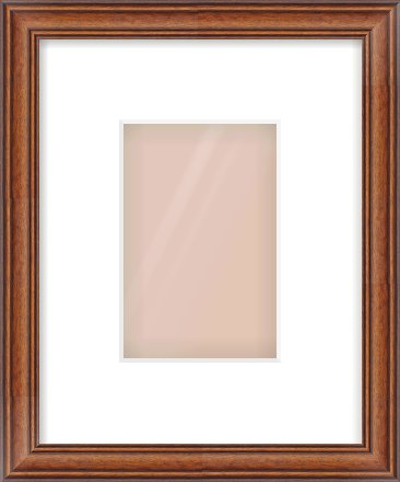 Brown Cushion Frame for 100 × 150mm artwork, with Smooth White Single Mount