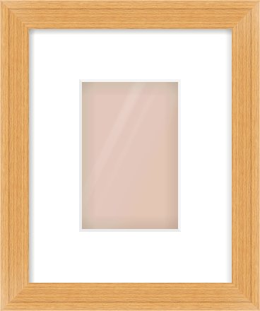 Oak Veneer Flat Frame for 100 × 150mm artwork, with Smooth White Single Mount