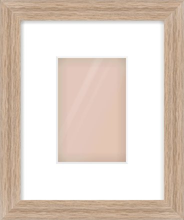 Light Walnut Flat Frame for 100 × 150mm artwork, with Smooth White Single Mount