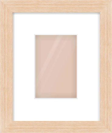 Light Oak Veneer Flat Frame for 100 × 150mm artwork, with Smooth White Single Mount
