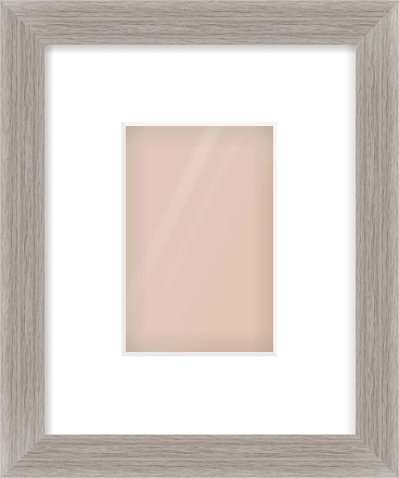 Grey Flat Frame for 100 × 150mm artwork, with Smooth White Single Mount