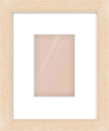 Natural Wood Flat Frame for 100 × 150mm artwork, with Smooth White Single Mount